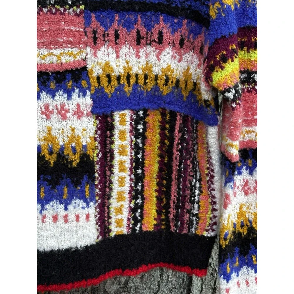 Free People Best Day Ever Alpaca Sweater Size Small Colorful Knit Long Sleeve